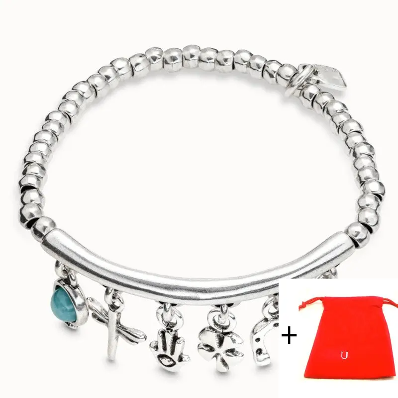 

2023 New European and American Fashion Electroplated 925 Silver Delicate Small Pendant Bracelet Women's Romantic Jewelry Gift