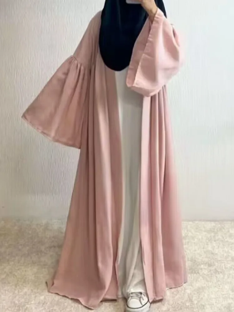 

Eid Ramadan Muslim Open Kimono Abaya Long Dress Islamic Clothing Women Arabic Kaftan Robe Turkey Retro Modest Dubai Loose Casual