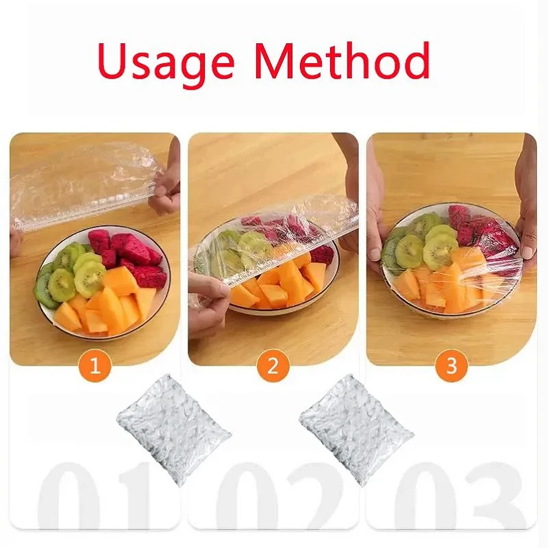 50 Pieces Disposable Food Cover Plastic Wrap Food Grade Fruit And Vegetable Plastic Bag Elastic Plastic Bag For Home Use