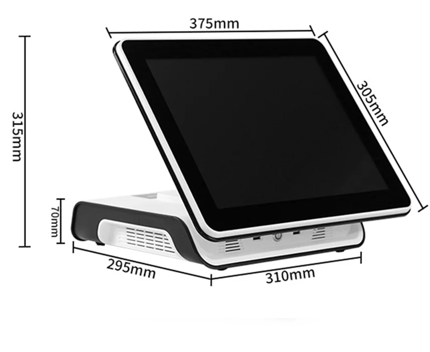 Imagem -02 - Dual Lcd Screen Pos Machine One Touch Panel Caixa Registradora para Restaurantes e Supermercados Tudo em um Terminal do Sistema Pos 15 Polegadas