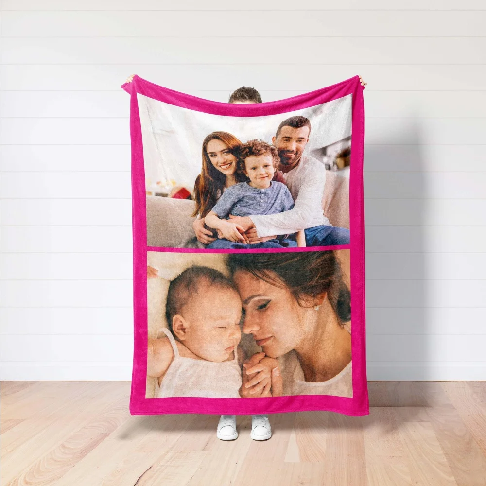 Personalized Custom Photo Blanket, Vintage Flannel Blanket, Custom Gift for Couples and Family Memories, Unique Souvenir Present