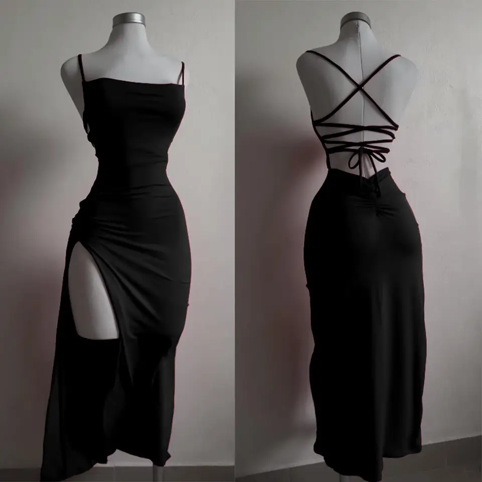 Vestido nuevo 2024 de verano, tiras halter de alta sensibilidad, vestido ajustado estilo Spice Girl 4