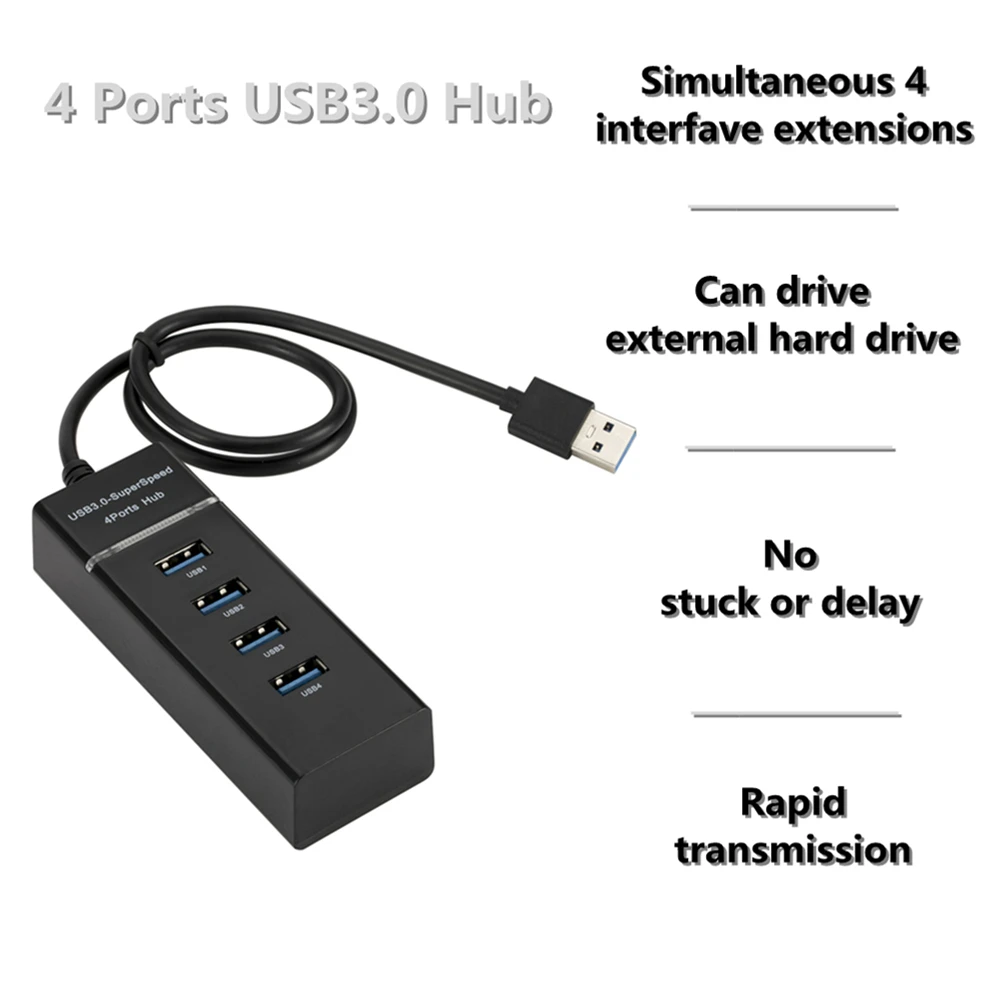 4 Poorten 3.0 Usb Hub Splitter High Speed Multi Splitter Usb Adapter Expander Kabel Voor Xiaomi Desktop Pc Laptop Adapter Usb Hub