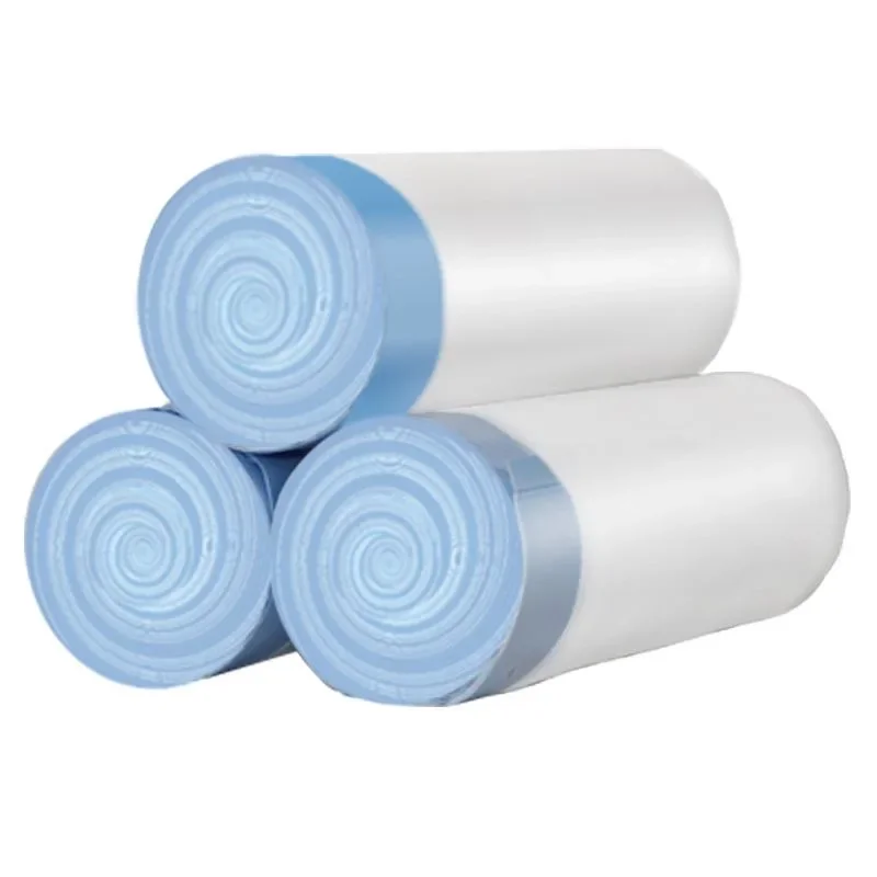 Drawstring Trash Bags – Thickened, Portable, Large Household Garbage Bags, White Plastic with Pull Tie