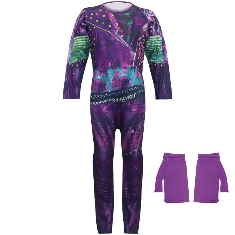 Disfraz de Halloween para niñas Evie Mal Discendientes 3 disfraz de Cosplay peluca mono de fiesta de cumpleaños para niños mono Catsuit
