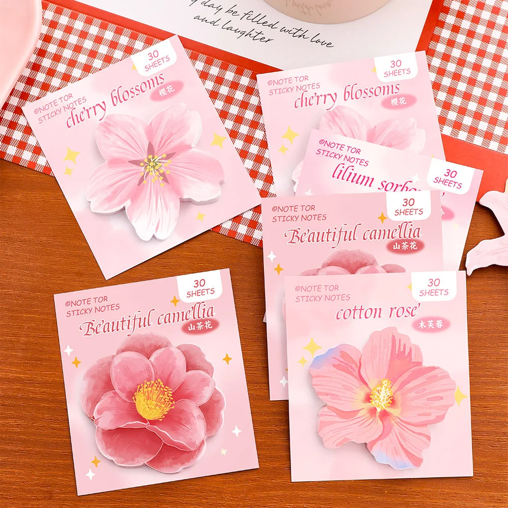 Ins Style Cute Opposite-Sex Flower Sticky Note Students Can Stick Sticky Notes Cartoon High-Value Cherry Blossom Sticky Note Toy