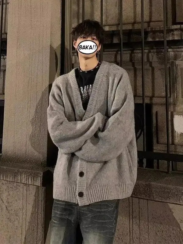 سترة محبوكة مفتوحة للخريف والشتاء للرجال ذات ملمس كسول عالي الجودة سترة OOTD #1