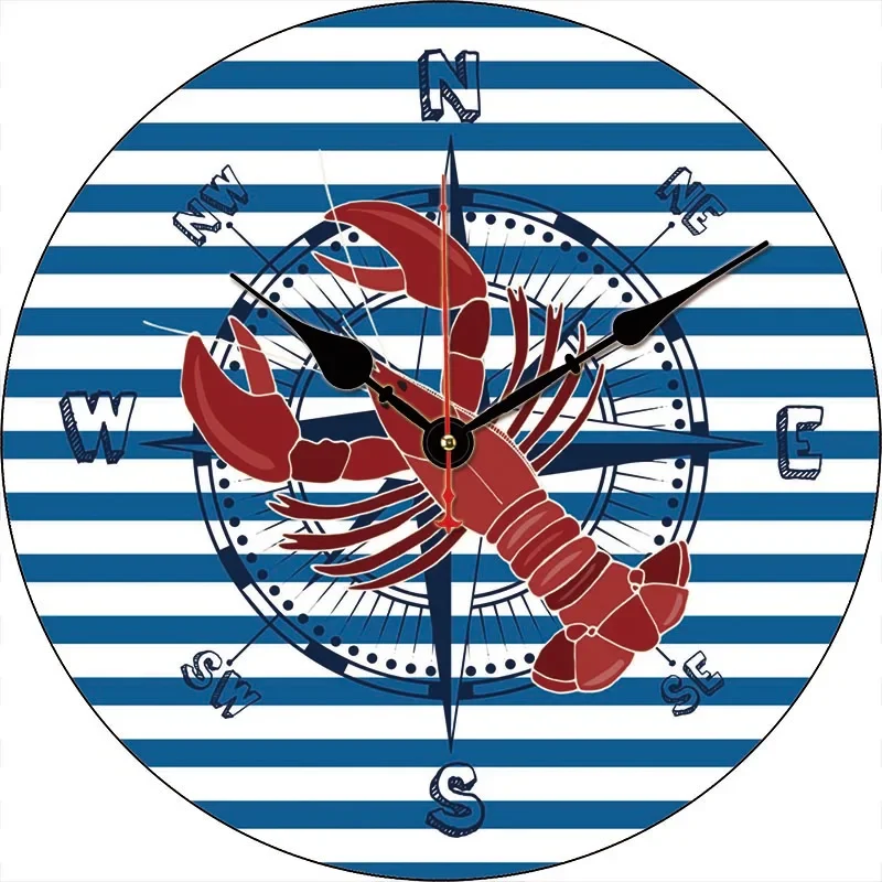 Marine Crayfish Custom Clock Round Digital Wall Clock Large Silent Clock Family Lovers Friends Gifts Wall Home Room Decorative