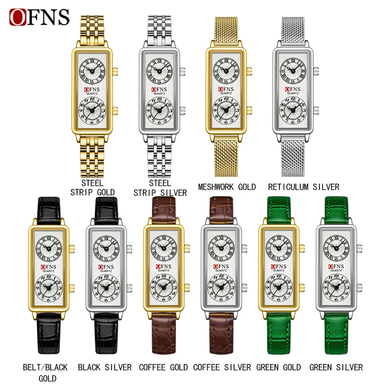 OFNS High-End Fashionable Womens Quartz Watch Casual Niche Hot Selling Dual Time Roman Digital Waterproof Business Womens Watch