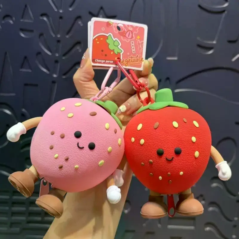 Cartoon Cute Fuits&Vegetables PVC Portable Coin Purse For Going Out, Headphones, Mini Bag, Backpack Pendant, Gift Toy