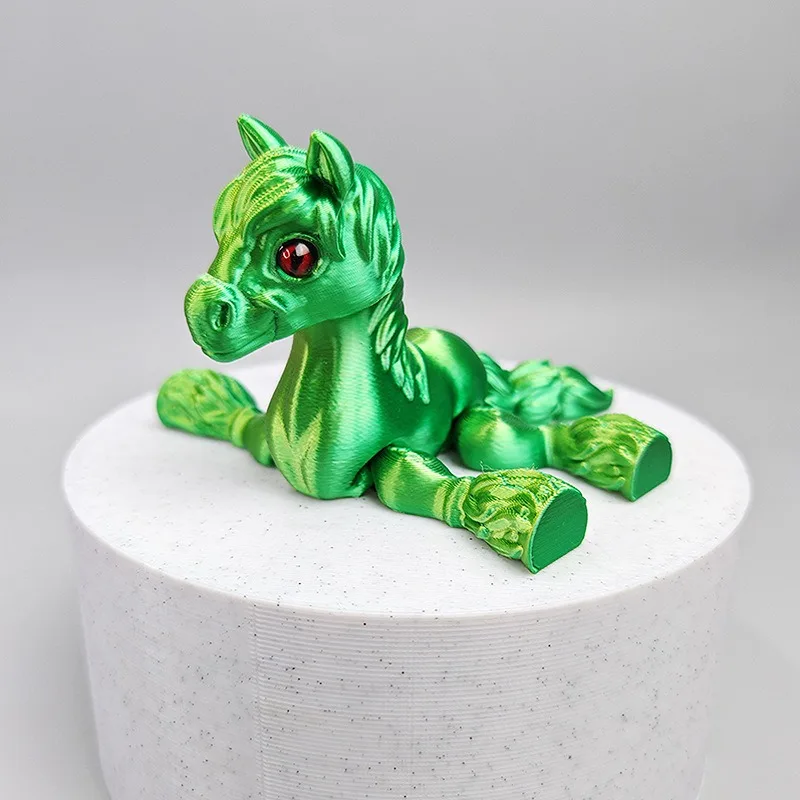 متعدد المفاصل المنقولة ثلاثية الأبعاد الطباعة أشعة الشمس قوس قزح ليتل الأبيض الحصان ألعاب حيوانات الإبداعية مكتب منزلي الديكور هدايا أعياد ميلاد للأطفال #3