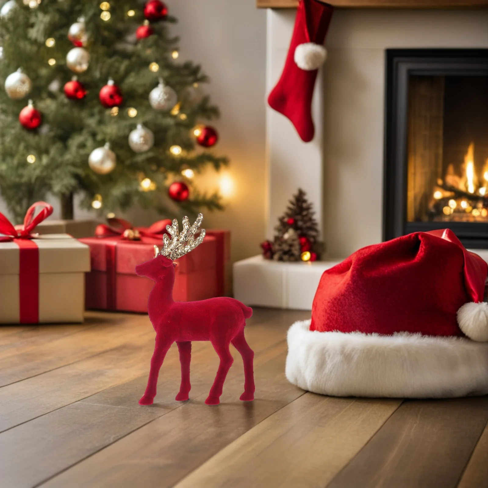 

Glitter Deer Decorative Reindeer Christmas Ornaments Home Chirstmas Holiday Figurines Hanging Cartoon Statue Elegant