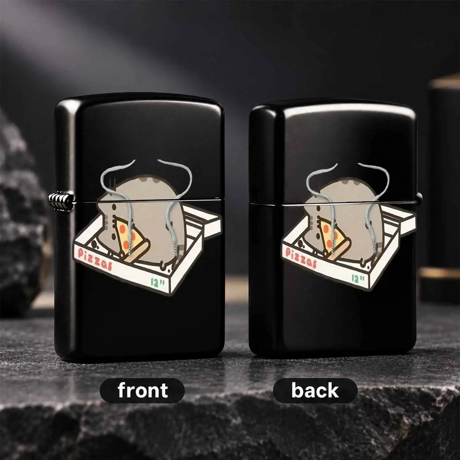 Cute Pizza Cat Printed Lighter, Funny Cartoon Character Design With Hanging Rope, Portable Lightweight Ignition Tool For Candle Camping Kitchen, Ideal Present For Daily Multi-Scene Use, Universal Practical Accessory For A Humorous And Inter