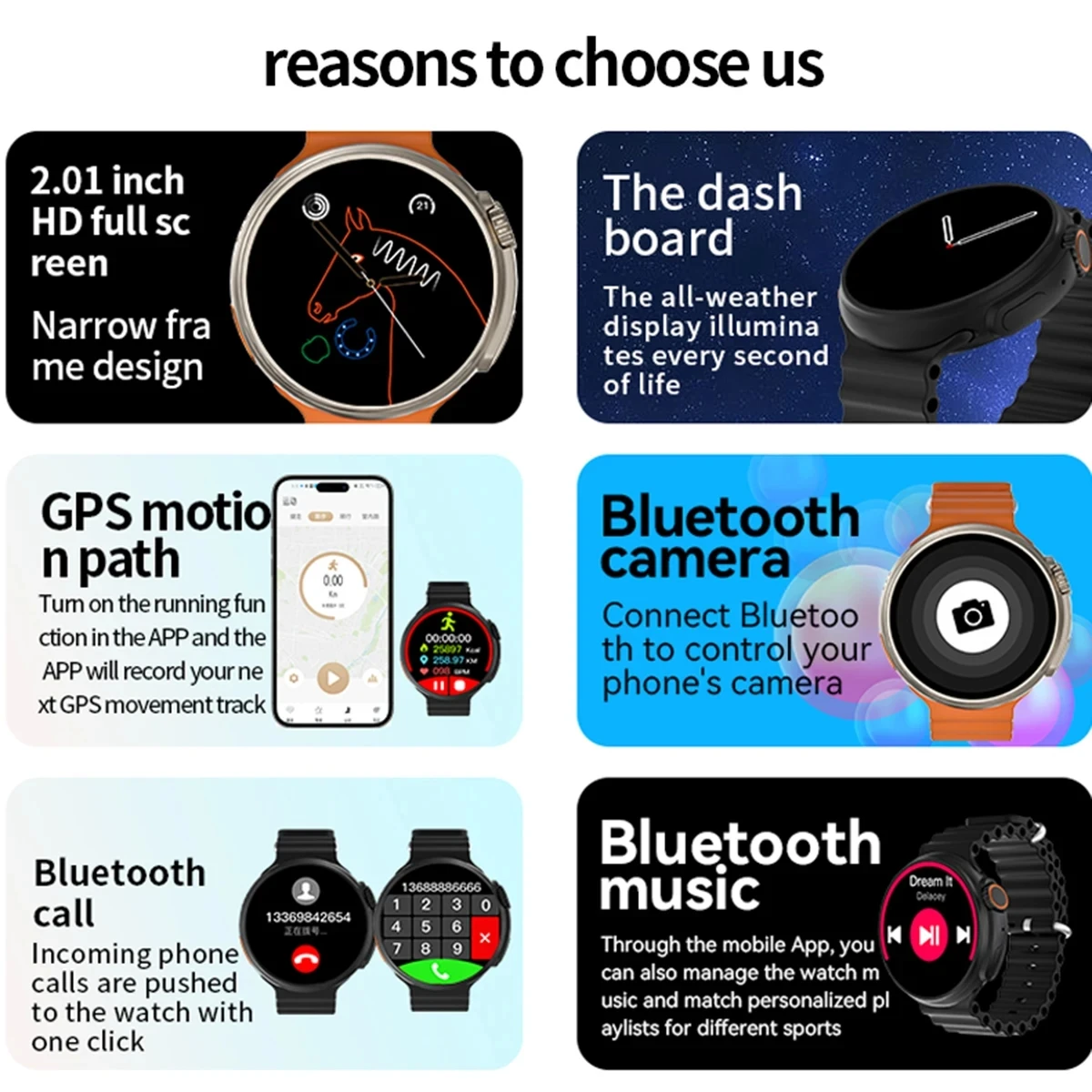 2024 Round Smart Watch Ultra 9 Bluetooth Phone Call SmartWatch Wireless Charger Color Screen Sport Smart Bracelet PK Z78ultra