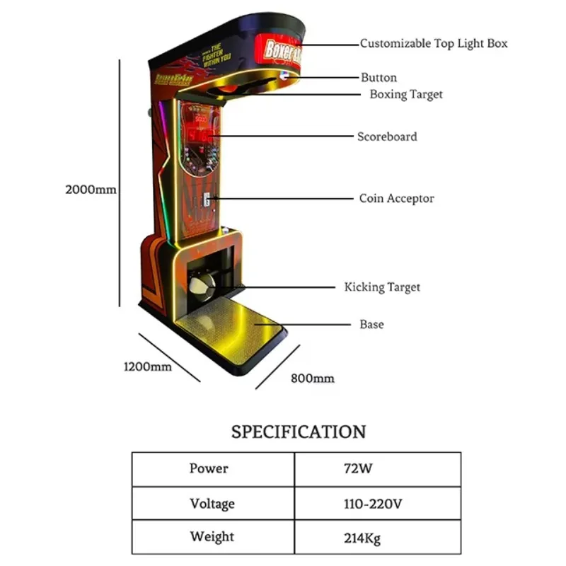 FL Wholesale  Boxing Arcade Street Amusement Coin Operated Games Electronic Sports Punching Bag Vending Machine Customized