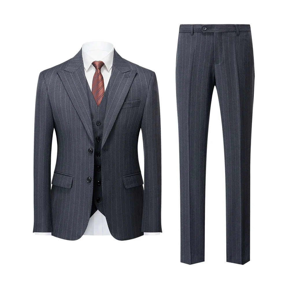 2023 New Men's Suit Set Korean Version Slim Fit Business Casual Men's Clothing Wedding Studio Photo Suit Three Piece Set