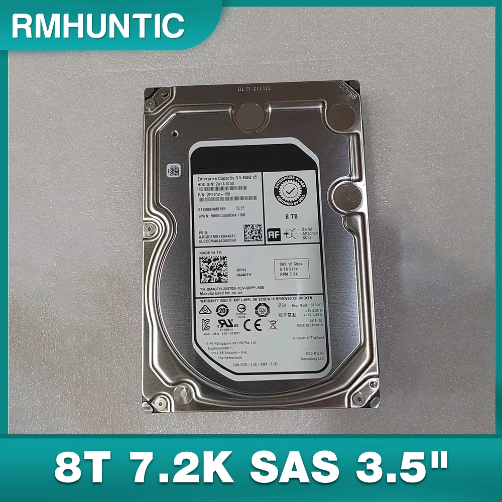 

HDD For Seagate T440 T640 R730xd R740xd Server Hard Disk ST8000NM0185 M40TH 8T 7.2K SAS 3.5" 12GB Hard Drive