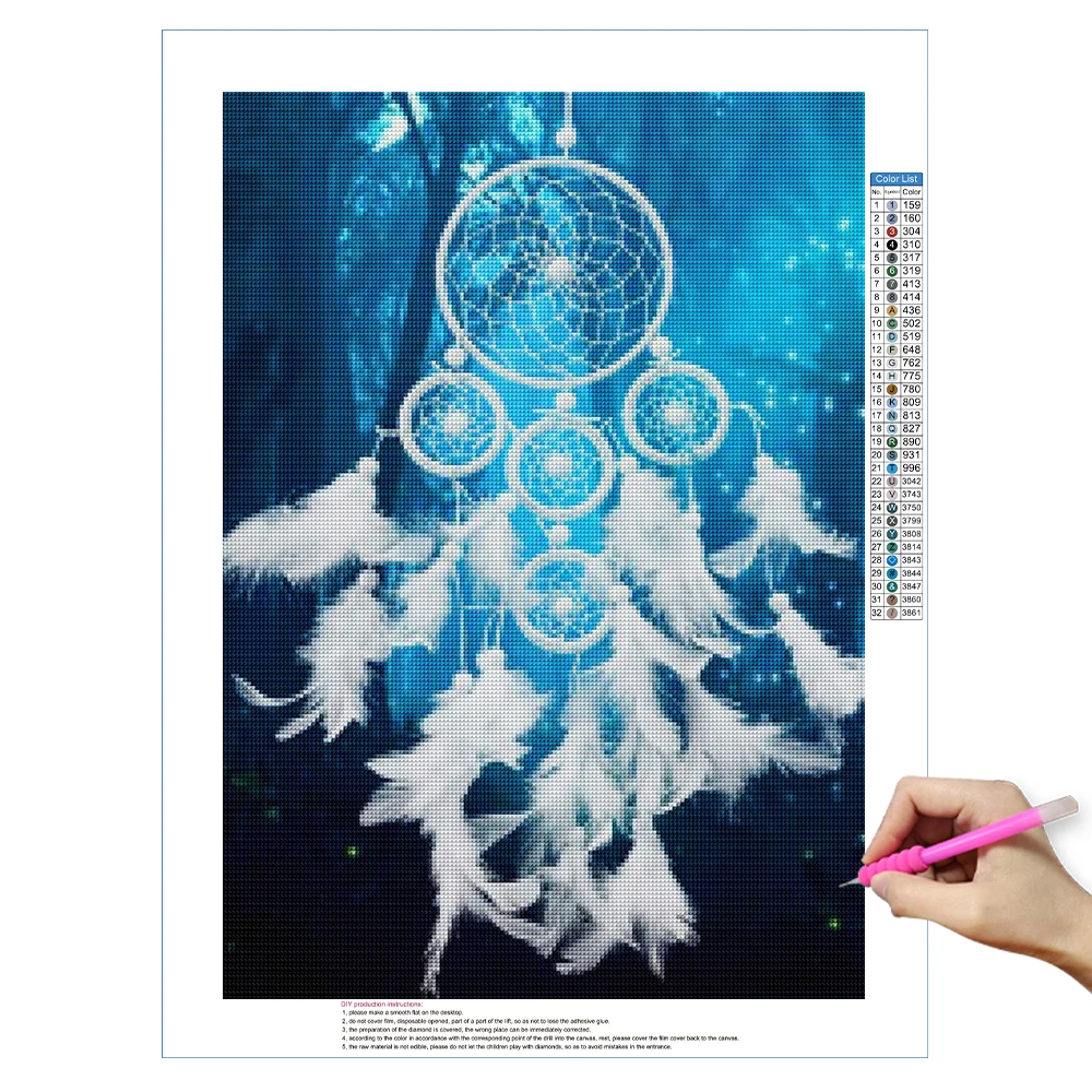 Dreamcatcher Diamond Painting 5D Diy Dream Catcher Diamond Embroidery Mosaic Full Drill Wind Chime Rhinestone Painting