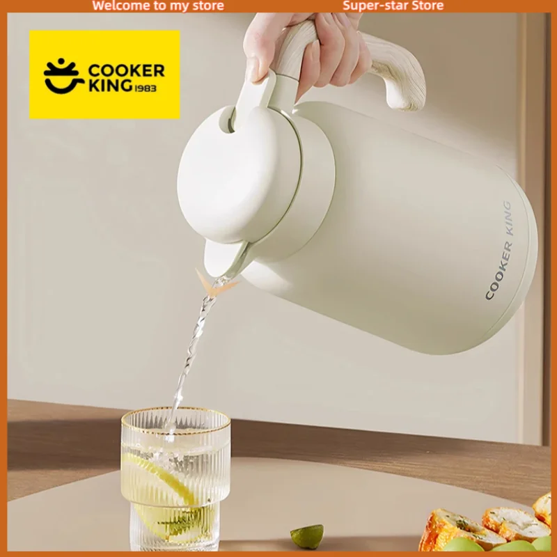 

COOKER KING Thermos Bottle Insulated Pot Glass Liner Thermos Pot Large Capacity Tea Brewing Pot with Handle Cold&Hot Insulation