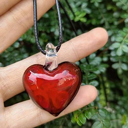 1PCS Fashion Red Black Glass Muran Floral Love Heart Shape Lampwork Flower Pendant Necklace For Women Cheap Items Jewelry Gift