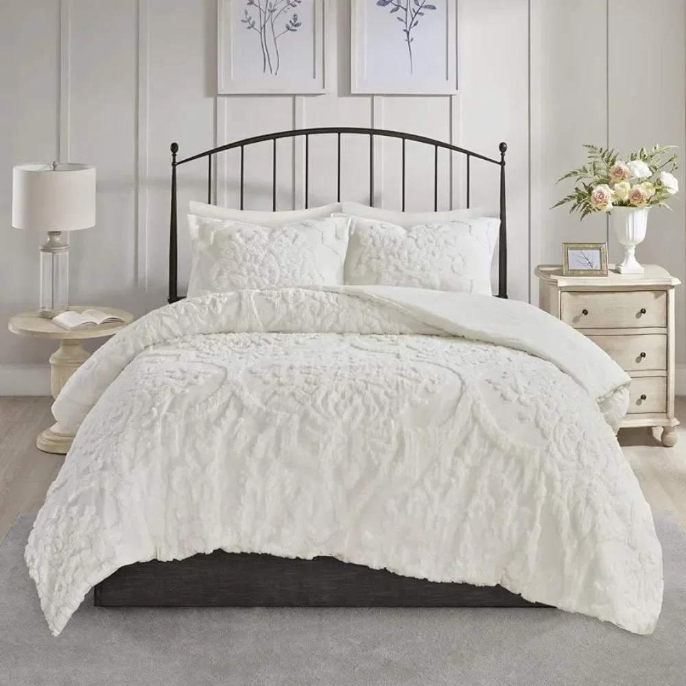 

All Season Bedding Set Comforter Sets Viola Bed Linen Set Tufted Chenille Cotton Comforter Matching Shams Freight free