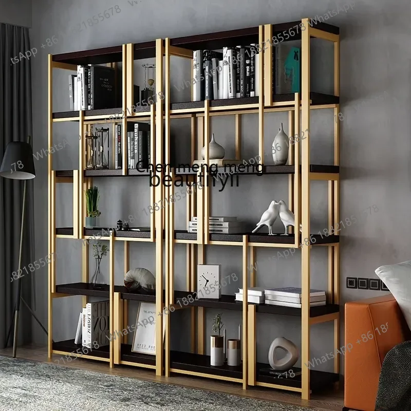 Bibliothèque moderne, présentoir de salon, vitrine en métal en acier inoxydable, étagère de sol de bureau