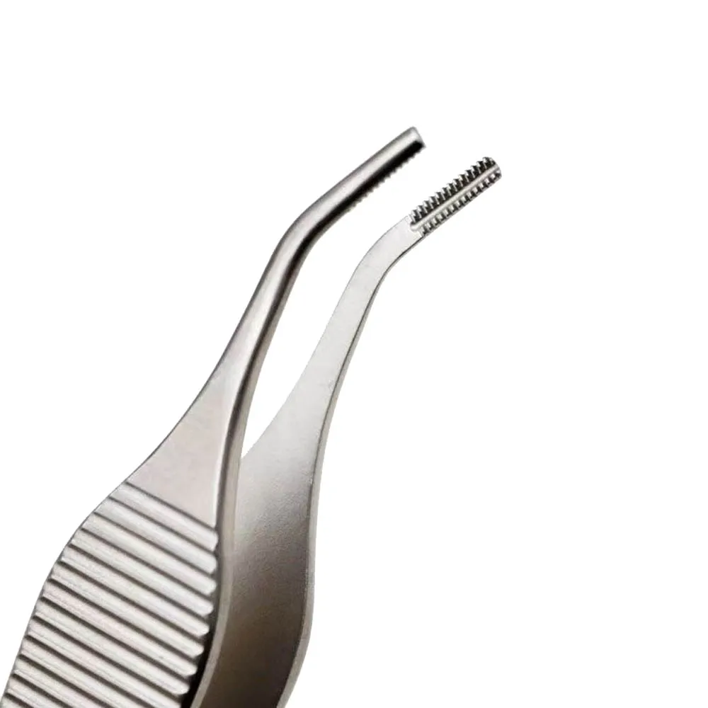 

Stainless Steel Ophthalmic Tweezers Cartilage Forceps with Teeth and Slots Curved Tissue Fat Surgical Forceps 12cm