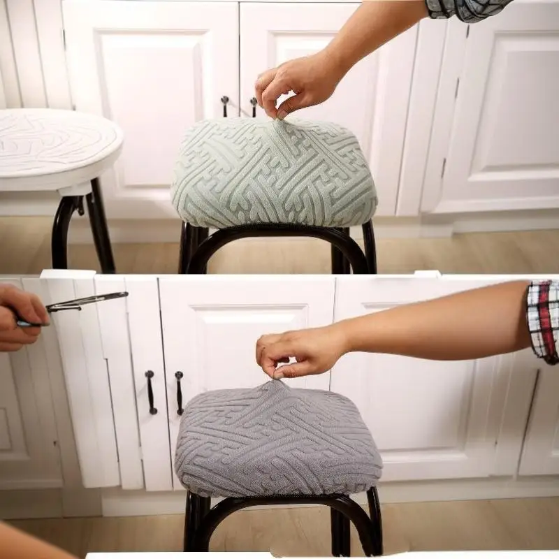 Universal Removable Square Chair Seat Cover Soft Washable Solid Color Stool Case for Student Dorm Desk Chair Use