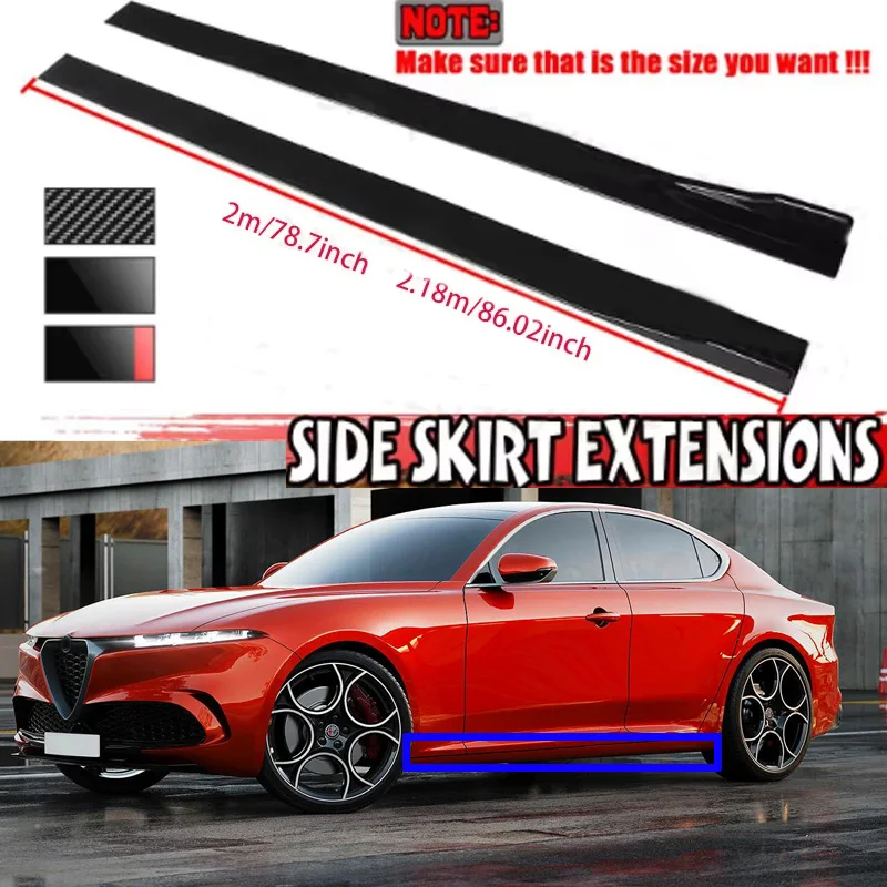 

FOR Alfa Romeo Stelvio 2M Car Side Skirt Extension Plate Lip Separator Bumper 2.18M Racing Side Spoiler
