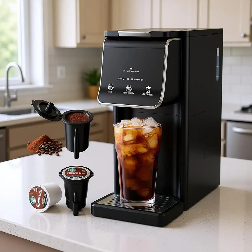

Single Serve Coffee Maker - Hot & Iced, K Cup & Ground, Reusable Pod Filter, 6-16oz Brew Sizes, 40oz Water Tank