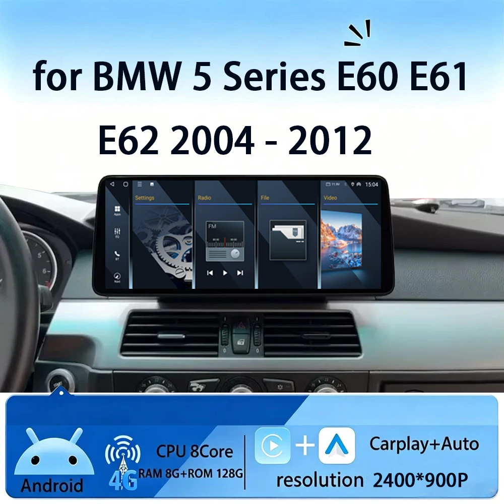 Ultra-thin Screen Android 16 BT for BMW 5 Series E60 E61 E62 2004 - 2012 CIC CCC System GPS Car Auto Video Multimedia Player