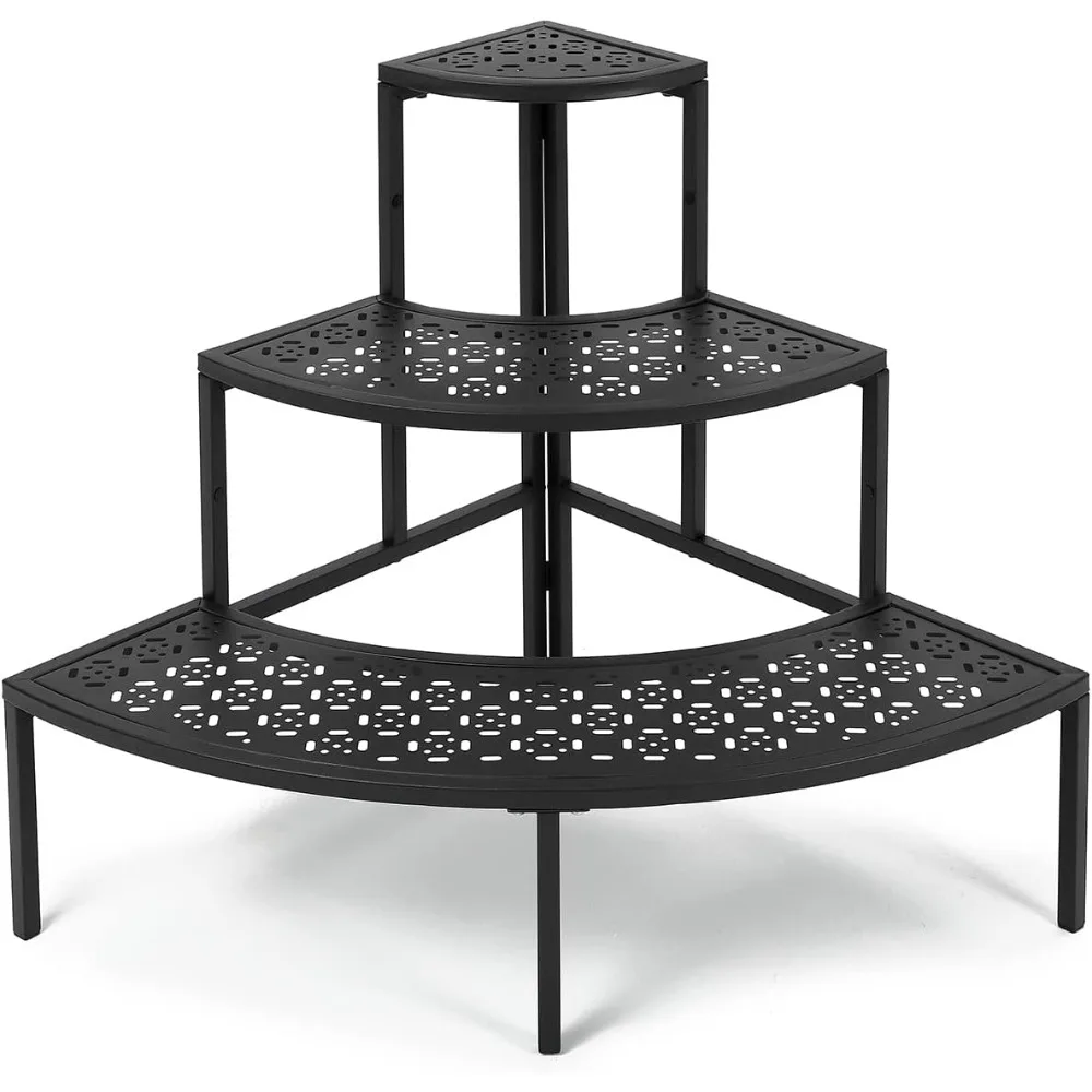 

3-Tier Metal Plant Stand Indoor-Tiered Outdoor Plant Holder Flower Pot Display,Garden Ladder Shelf Flower Step (Quarter Round)