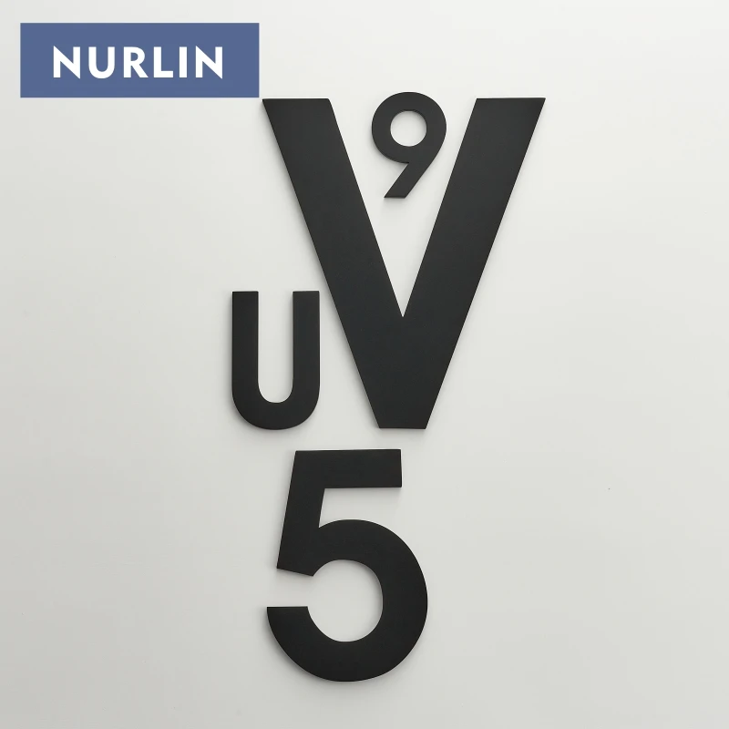 Nurlin Brass Modern Luxury Outdoor Matt Black Numeric Letter Sign House Email Box Company Signage Customizable Multiple Sizes