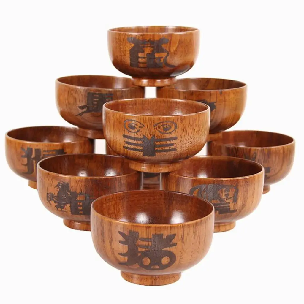 Wooden Salad Soup Food Side Dishes Decorative Modern Serving Bowls for Home