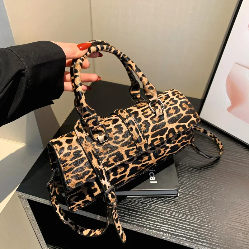 French Style Hand Bag For Women New Brown Black Leopard Handbag Clutch Bag Female Vintage PU Leather Crossbody Bags Wholesale