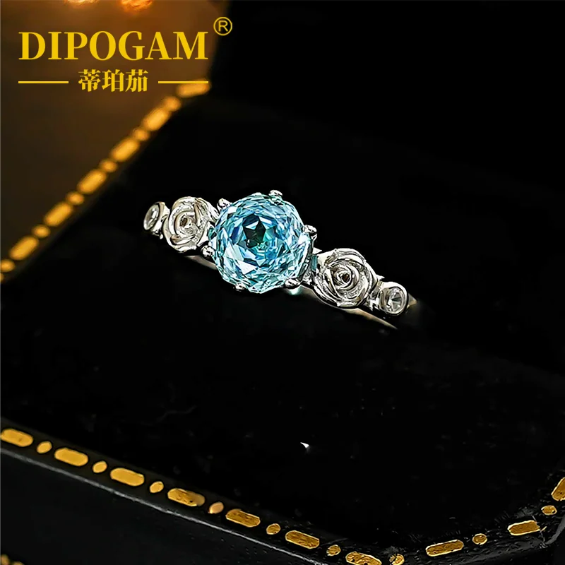 

Женское кольцо из стерлингового серебра 925 пробы с синим драгоценным камнем и 3D-дизайном в виде цветка, долговечное, минималистичное, стильное украшение.