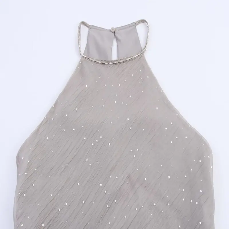 iny Neline Midi Dr Sommer Neue Damen Faion Wind 2025, hohe Taille, Svel Long Dr, Einzelstück, reine Farbe