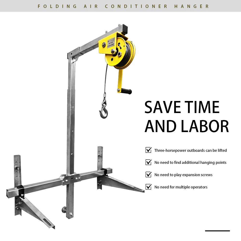 Air Conditioner Outside Hanging Mounting Bracket Aerial Installation Tool Lifting Bracket Crane Folding Side Swinging Bracket