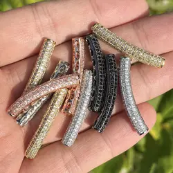 10Pcs CZ Pave Bar Tube Connector Zirconia Gold Silver Plated Jewelry Finding for Woman Bracelet Necklace Hand Making Design
