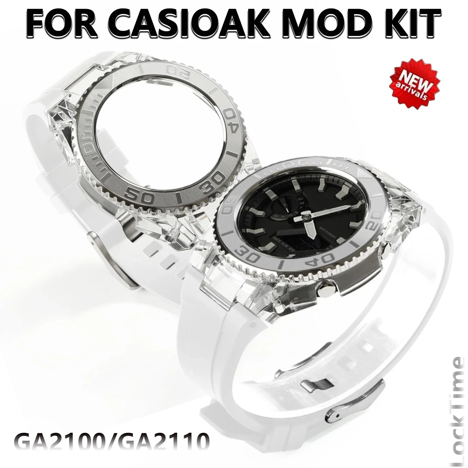 

Комплект модификации для Casioak GA2100 Mod Kit Корпус из нержавеющей стали Винты Ремешок для часов GA-2100/2110 Металлический ободок Резиновый ремешок