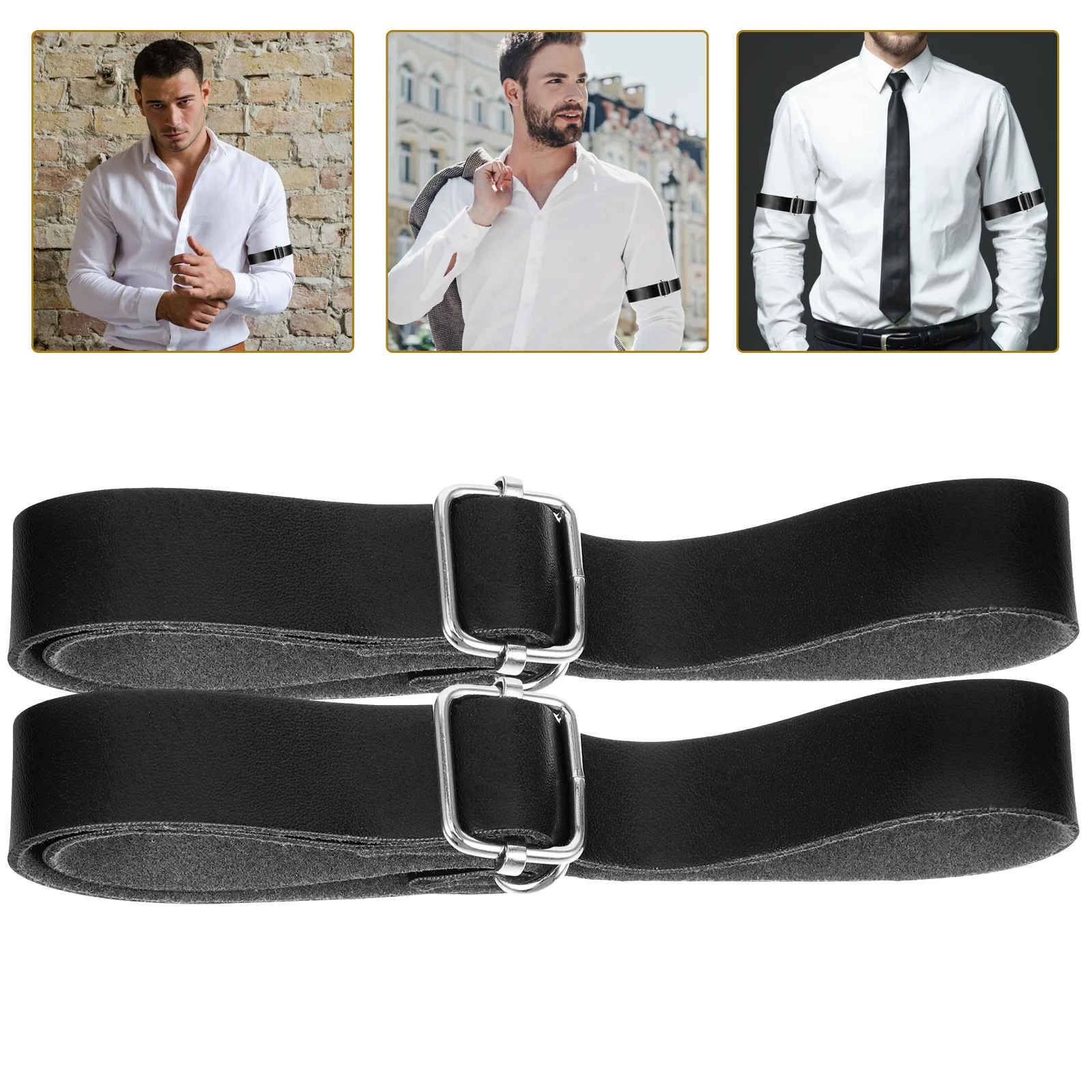 2 Pcs Shirt Cuff Ring Garters Mens Sleeve Stays Arm for Women Holders