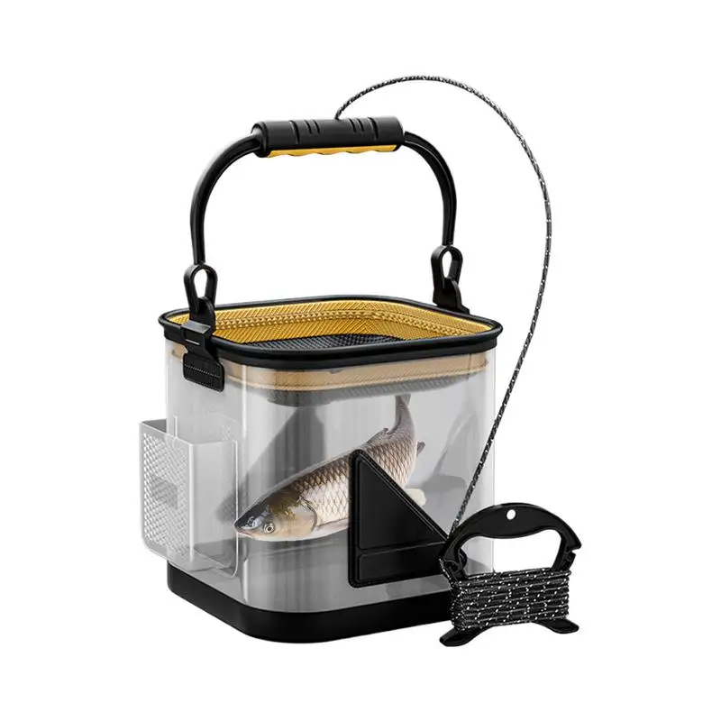 

Bait Bucket Transparent Live Fish Container Foldable EVA Fish Basket Container Portable Angler Accessories Camping Storage For