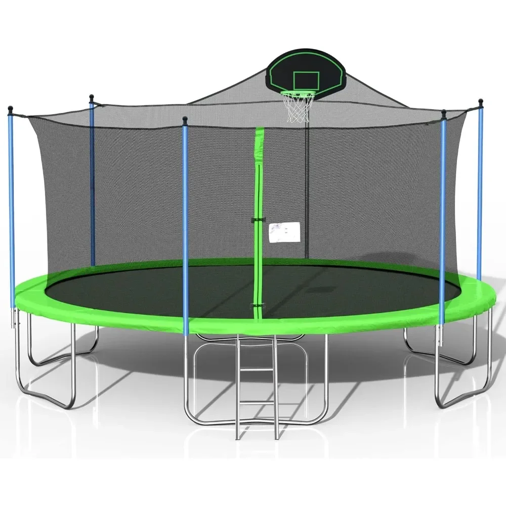 

1500 LBS 16FT Outdoor Trampoline with Safety Enclosure Net, Backyard, Recreational Heavy-Duty Trampoline for Kids Adult