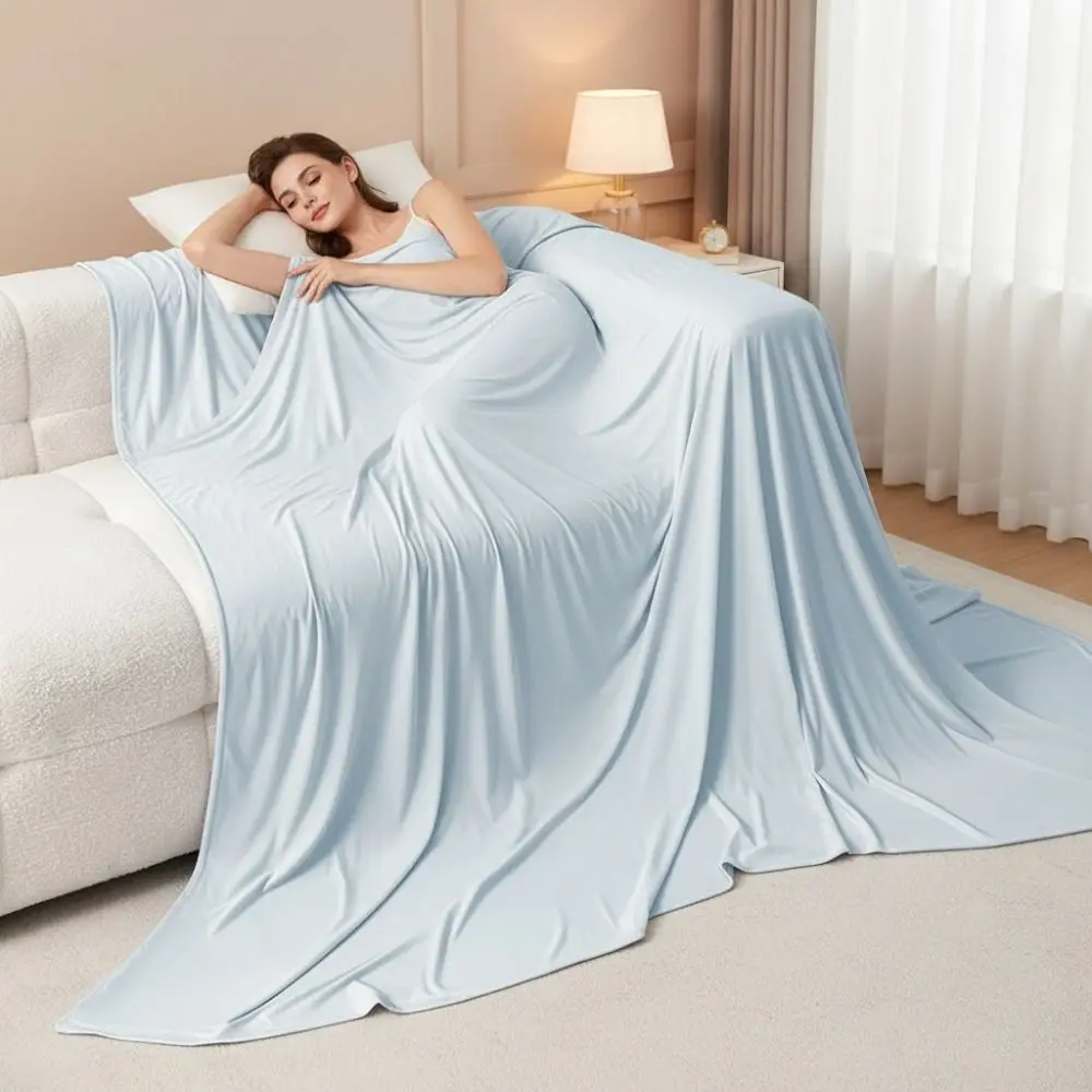 Practical Ultra Soft Summer Cooling Blanket Lightweight Reversible Summer Quilt Thin Solid Color Throw Blanket Office