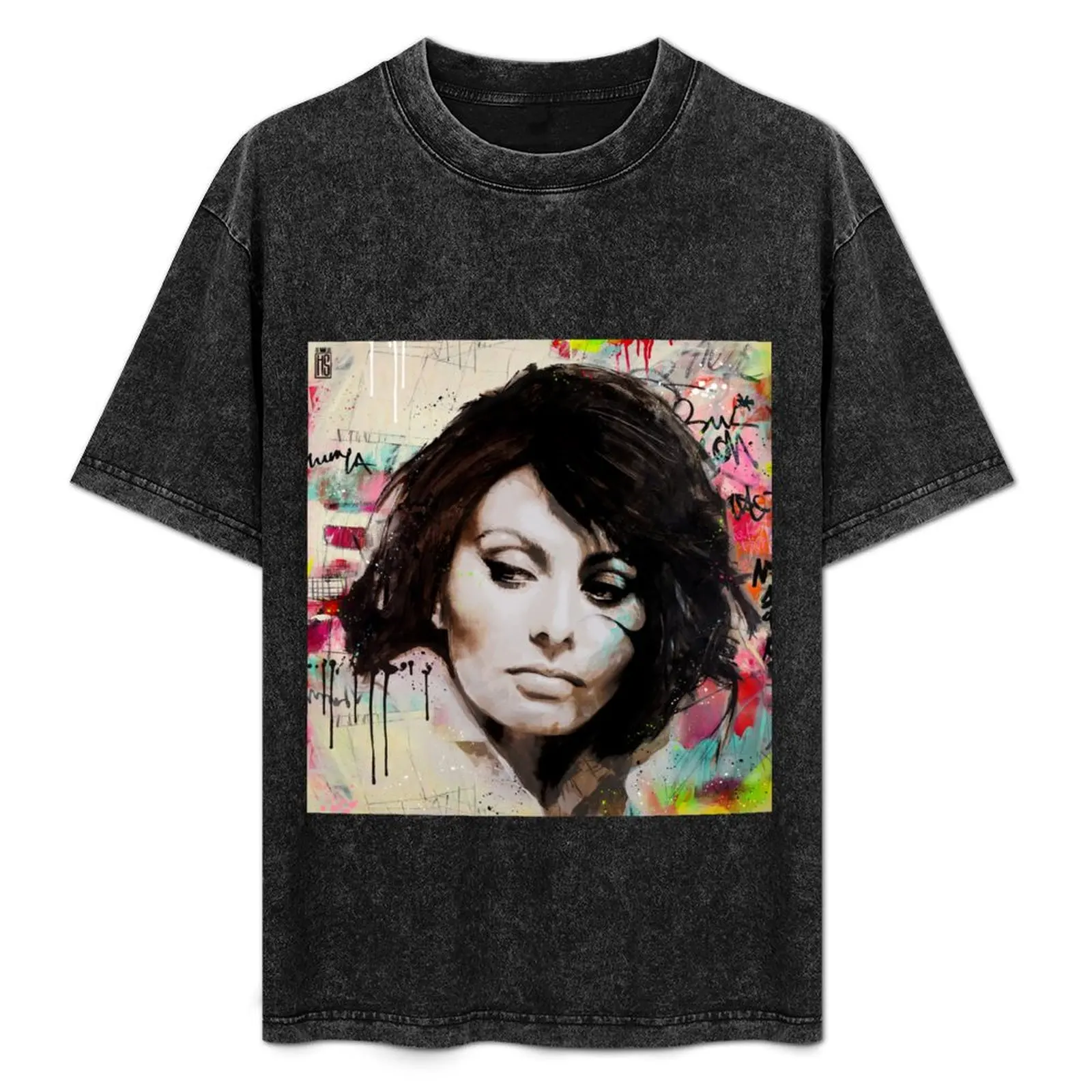 

Sophia Loren pop art T-Shirt Simple Line Art Print Tee