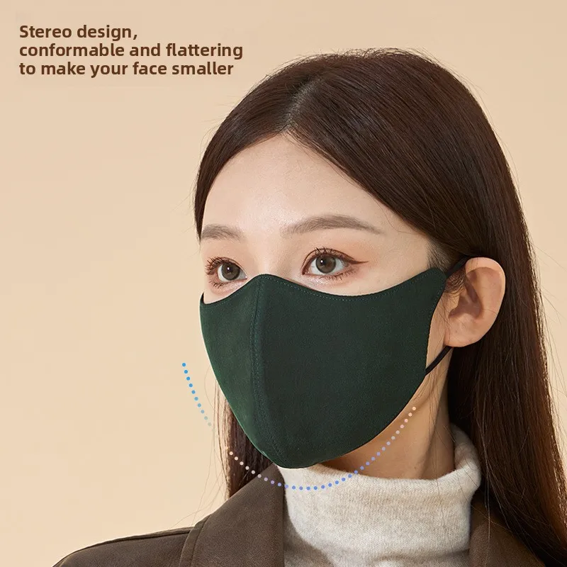 Autumn Winter Mulberry Silk Warm Mask Women 3D Velvet Eye Corner Protection Silk Windproof Cold Proof Breathable Face Cover