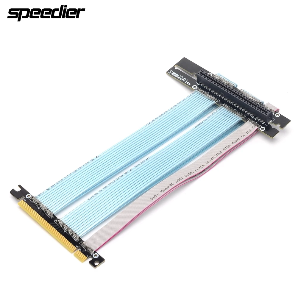 Riser PCIe 4.0 X16 Riser Cable Shielded Extreme High-Speed Vertical Mount PCI Express Gen4 Flat Extension Cable For ATX Chassis