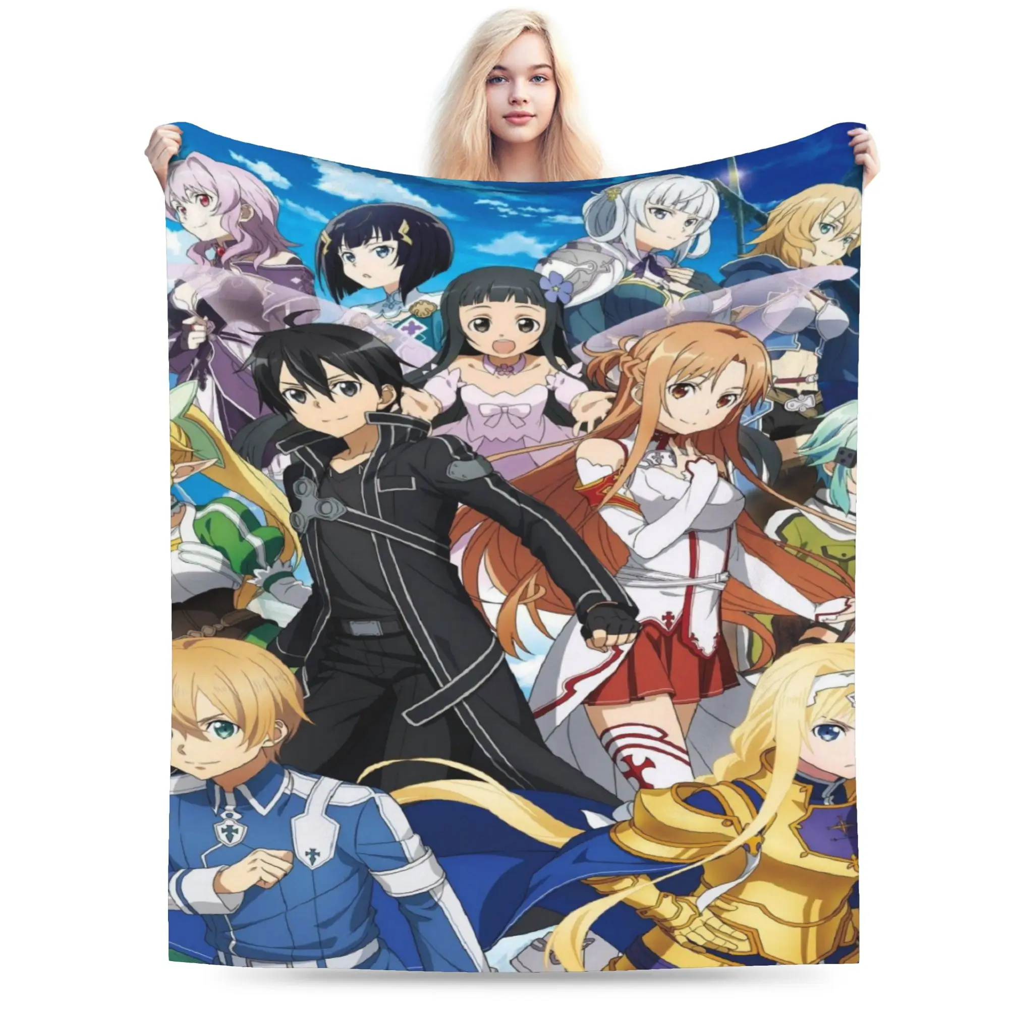 

Новинка дизайна Sword Art Online Кирито Асуна одеяла супер мягкие фланелевые уютные пледы можно стирать в машине