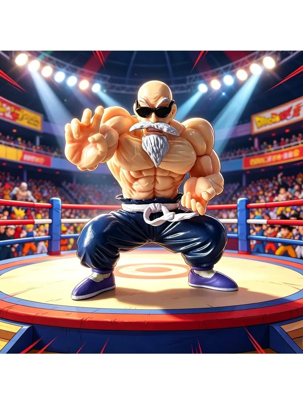 9 cm/3,54 Zoll Anime Dragon Ball Z Muscle Master Roshi Figur in Kampfpose, PVC, Tischdekoration, Sammlerstück, Modell, Spielzeug, Geschenk