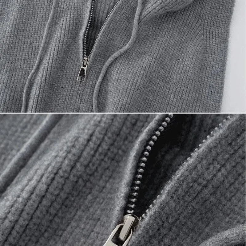 Suéter con capucha, chalecos para mujer, diseño de cordón, calle alta, cómodo, otoño, estilo coreano, tejido Vintage, informal, Retro, recortado